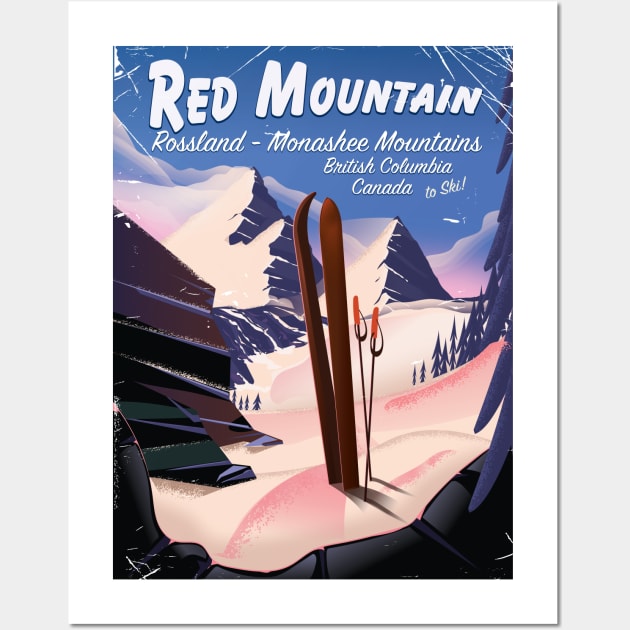 Red Mountain onashee Mountains British Columbia, Canada ski poster Wall Art by nickemporium1